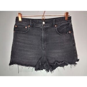 American Eagle Highest Rise 90s Boyfriend Shorts Washed Black Denim Size 8